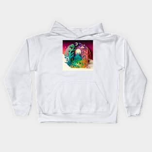 3D Effect Papercut Art - Fairytale Scene Kids Hoodie